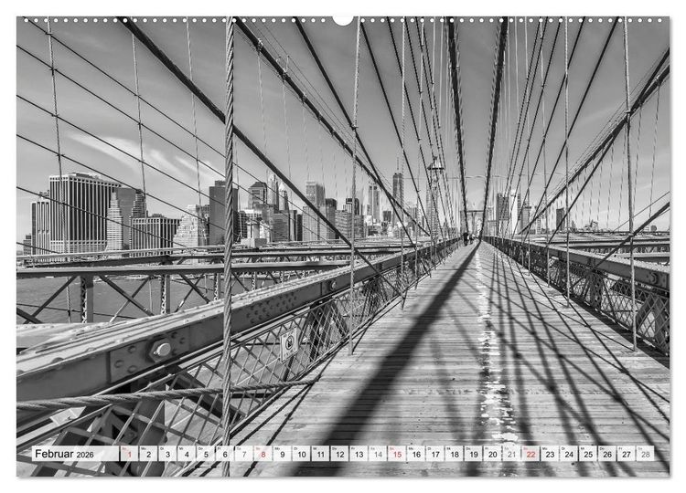 Produktbild: BROOKLYN BRIDGE Das Wahrzeichen von New York City (hochwertiger Premium Wandkalender 2026 DIN A2 quer), Kunstdruck in Hochglanz