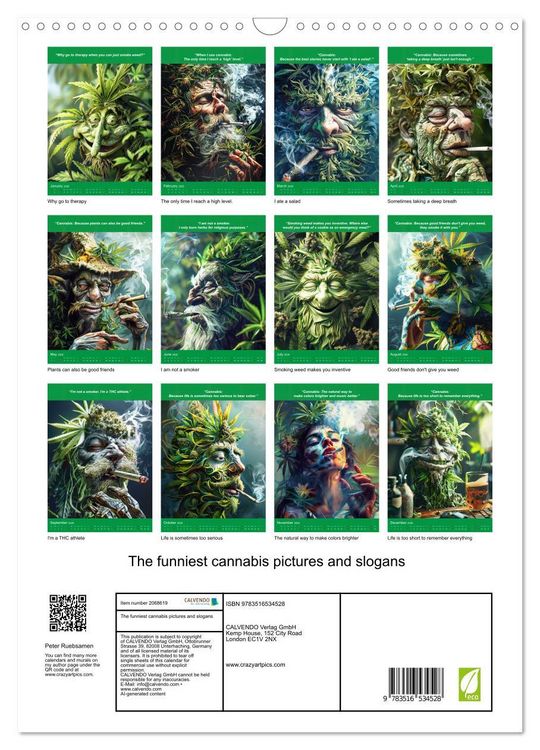 Produktbild: The funniest cannabis pictures and slogans (Wall Calendar 2026 DIN A3 portrait), CALVENDO 12 Month Wall Calendar