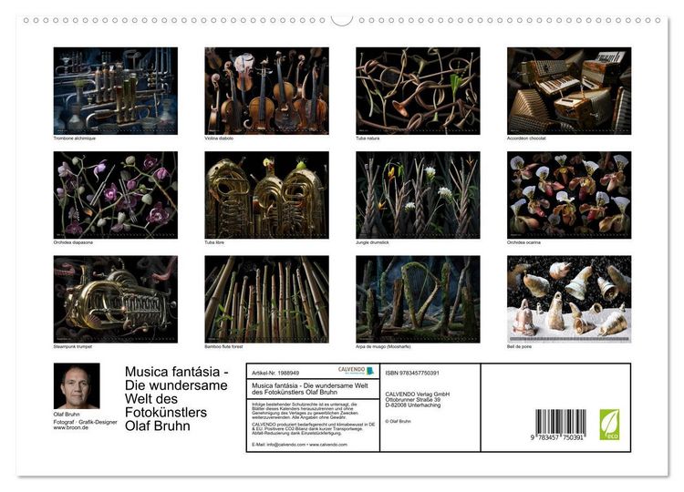 Produktbild: Musica fant&aacute;sia - Die wundersame Welt des Fotok&uuml;nstlers Olaf Bruhn (hochwertiger Premium Wandkalender 2026 DIN A2 quer), Kunstdruck in Hochglanz