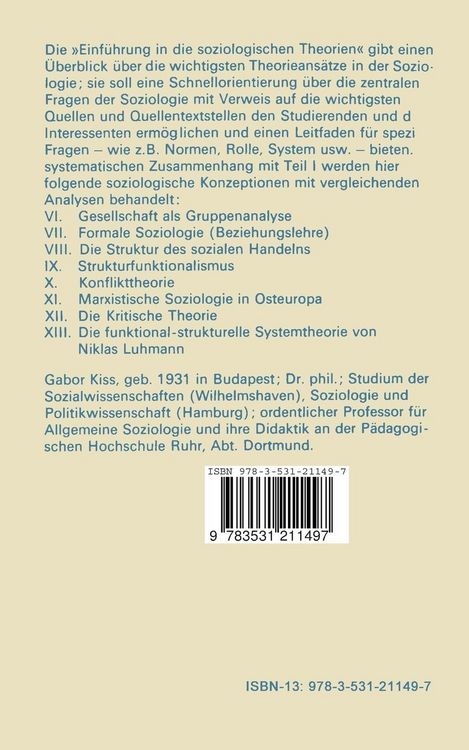 Produktbild: Einf&uuml;hrung in die soziologischen Theorien II
