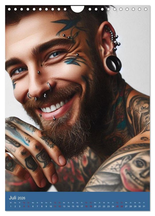Produktbild: Tattoo und Piercing Men (Wandkalender 2026 DIN A4 hoch), CALVENDO Monatskalender
