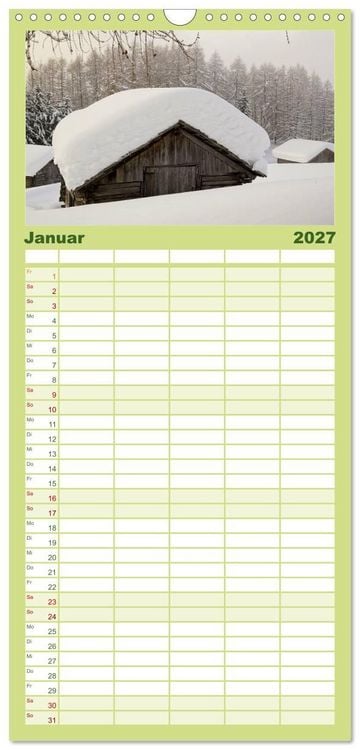 Produktbild: Familienplaner 2027 - S&uuml;dtirol im Jahreslauf mit 5 Spalten (Wandkalender, 21 x 45 cm) CALVENDO