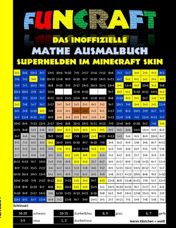 Produktbild: Funcraft - Das inoffizielle Mathe Ausmalbuch: Superhelden im Minecraft Skin (Cover Batman)