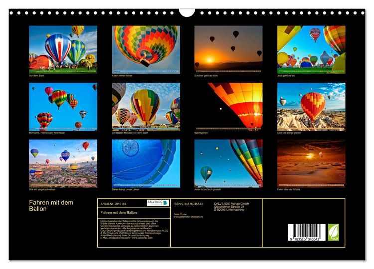 Produktbild: Fahren mit dem Ballon (Wandkalender 2026 DIN A3 quer), CALVENDO Monatskalender