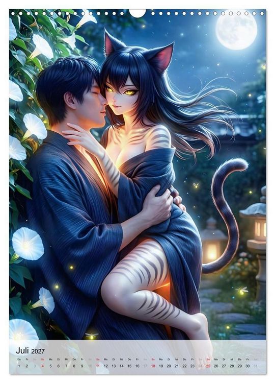Produktbild: Verbotene K&uuml;sse mit Yokai (Wandkalender 2027 DIN A3 hoch), CALVENDO Monatskalender