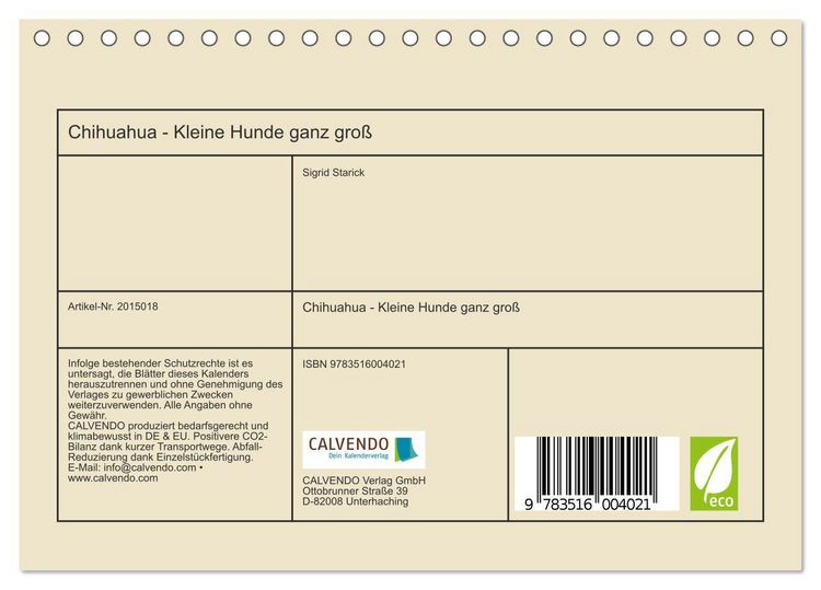 Produktbild: Chihuahua - Kleine Hunde ganz gro&szlig; (Tischkalender 2026 DIN A5 quer), CALVENDO Monatskalender