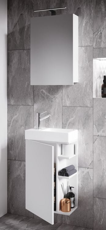 Produktbild: 2-tlg G&auml;ste WC Bad Waschtisch Lumia Spiegelschrank
