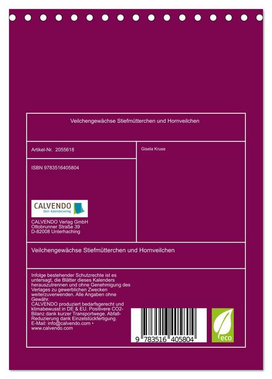 Produktbild: Veilchengew&auml;chse Stiefm&uuml;tterchen und Hornveilchen (Tischkalender 2026 DIN A5 hoch), CALVENDO Monatskalender