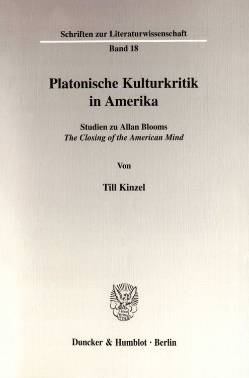 Produktbild: Platonische Kulturkritik in Amerika.