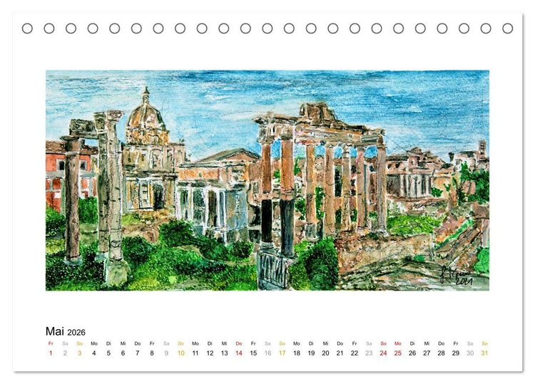 Produktbild: ROM In stillen Aquarellen (Tischkalender 2026 DIN A5 quer), CALVENDO Monatskalender