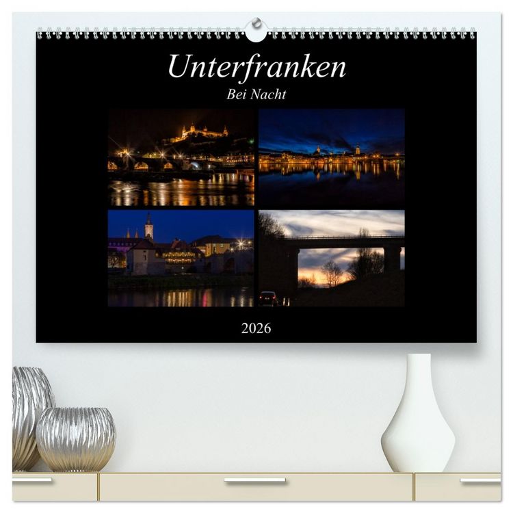 Produktbild: Unterfranken bei Nacht (hochwertiger Premium Wandkalender 2026 DIN A2 quer), Kunstdruck in Hochglanz