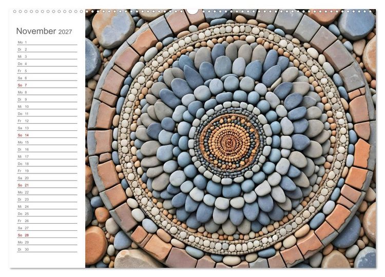 Produktbild: Natural Mandalas - Kraftvolle KI Mandalas aus Naturmaterialien (Wandkalender 2027 DIN A2 quer), CALVENDO Monatskalender