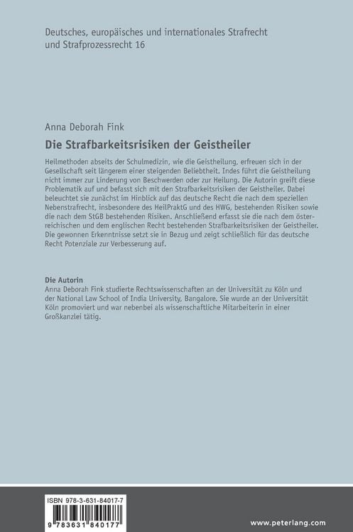 Produktbild: Die Strafbarkeitsrisiken der Geistheiler