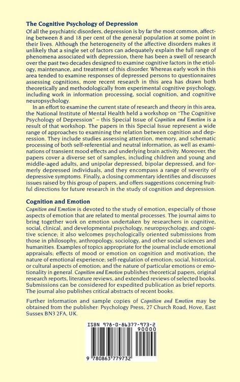 Produktbild: The Cognitive Psychology of Depression