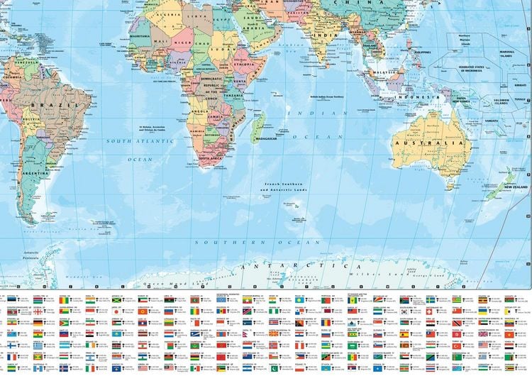 Produktbild: Collins Large World Wall Laminated Map (70 x 91.5 cm)