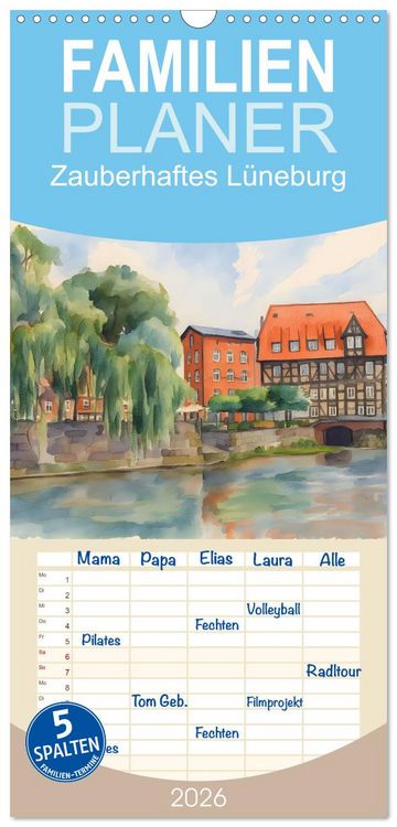 Produktbild: Familienplaner 2026 - Zauberhaftes L&uuml;neburg mit 5 Spalten (Wandkalender, 21 x 45 cm) CALVENDO
