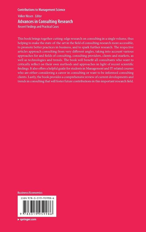 Produktbild: Advances in Consulting Research