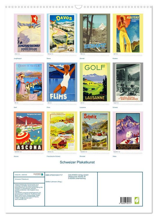Produktbild: Schweizer Plakatkunst (Wandkalender 2026 DIN A2 hoch), CALVENDO Monatskalender