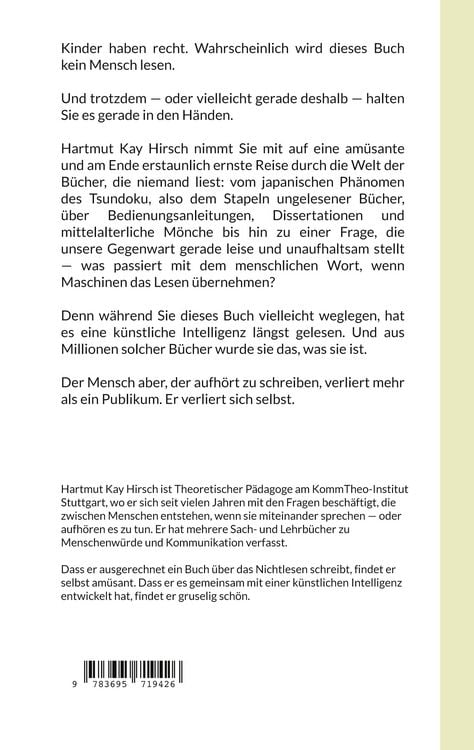 Produktbild: Noch ein Buch, das kein Mensch lesen wird