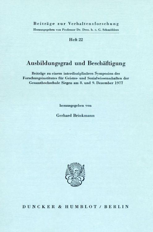 Produktbild: Ausbildungsgrad und Besch&auml;ftigung.