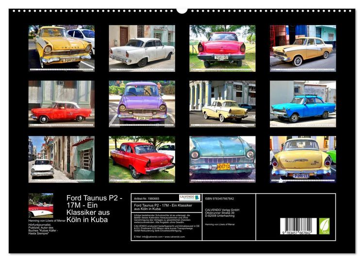 Produktbild: Ford Taunus P2 - 17M - Ein Klassiker aus K&ouml;ln in Kuba (hochwertiger Premium Wandkalender 2026 DIN A2 quer), Kunstdruck in Hochglanz