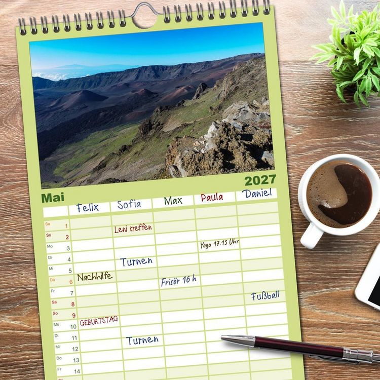 Produktbild: Familienplaner 2027 - Hawaii - Oahu - Maui mit 5 Spalten (Wandkalender, 21 x 45 cm) CALVENDO