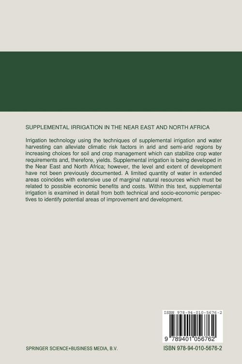 Produktbild: Supplemental Irrigation in the Near East and North Africa