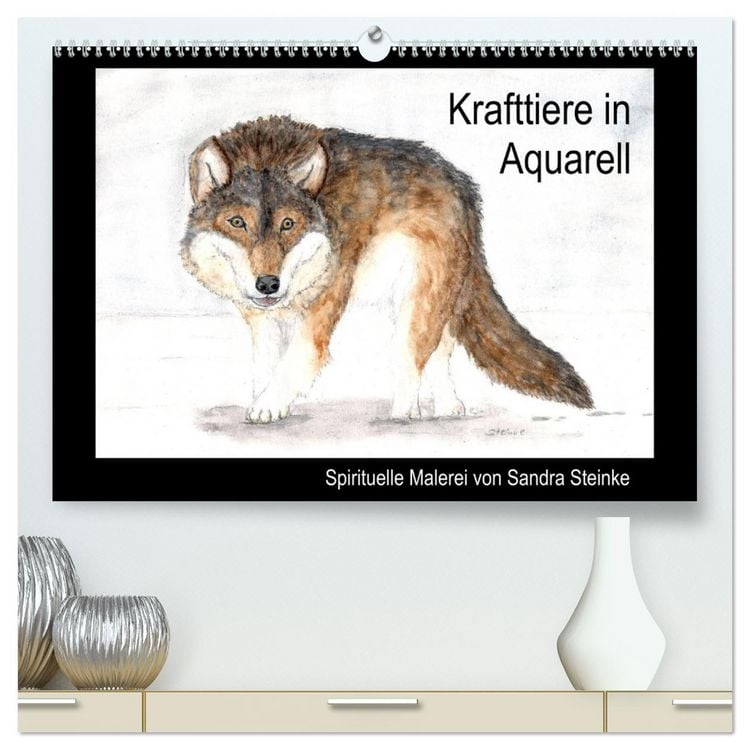 Produktbild: Krafttiere in Aquarell (hochwertiger Premium Wandkalender 2026 DIN A2 quer), Kunstdruck in Hochglanz