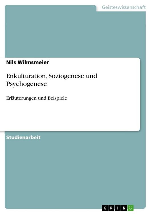 Produktbild: Enkulturation, Soziogenese und Psychogenese