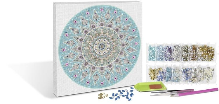 Produktbild: Diamond Painting "Diamantane Mandala Set 5", hellblau / taupe / wei&szlig;
