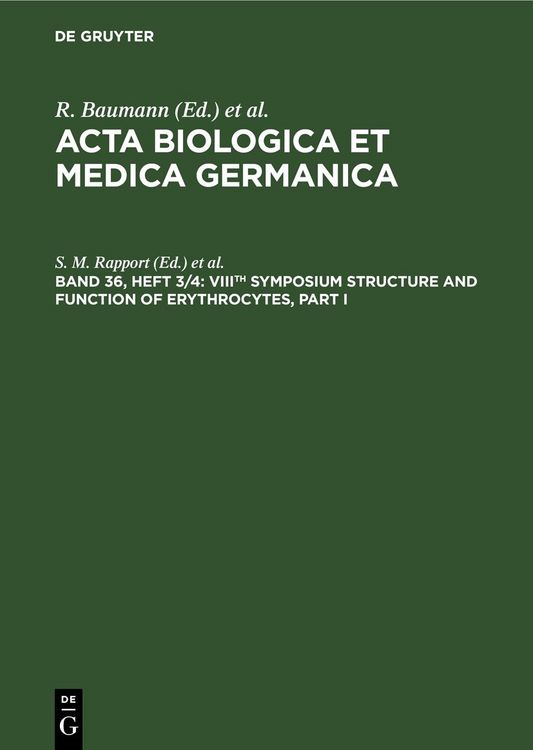 Produktbild: VIIIth Symposium Structure and Function of Erythrocytes, Part I