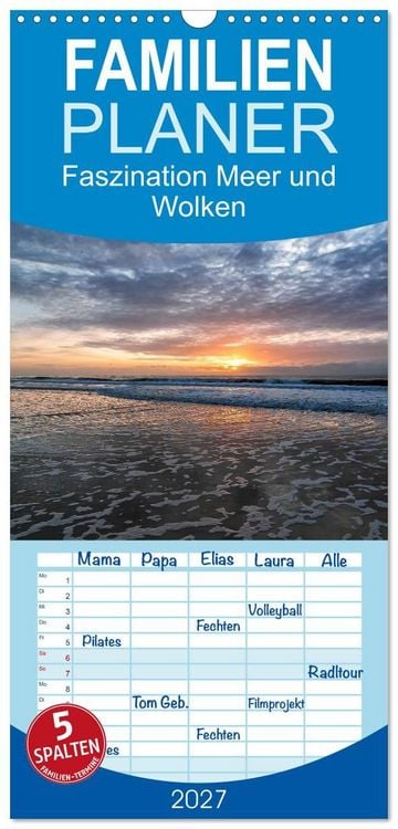 Produktbild: Familienplaner 2027 - Faszination Meer und Wolken mit 5 Spalten (Wandkalender, 21 x 45 cm) CALVENDO