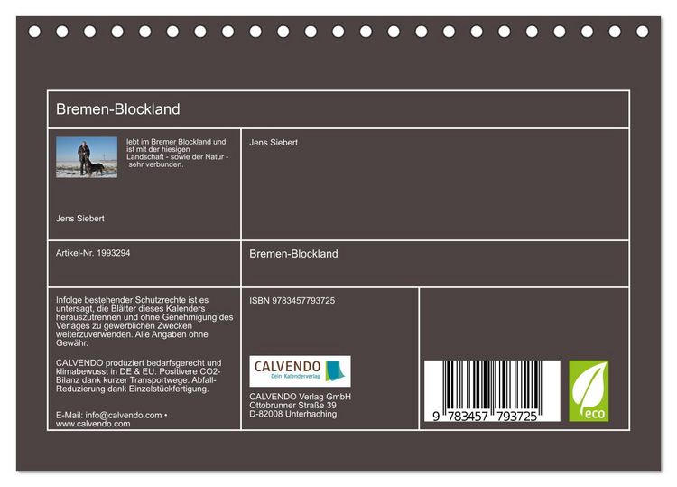 Produktbild: Bremen-Blockland (Tischkalender 2026 DIN A5 quer), CALVENDO Monatskalender