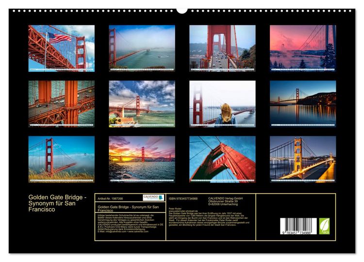 Produktbild: Golden Gate Bridge - Synonym f&uuml;r San Francisco (hochwertiger Premium Wandkalender 2026 DIN A2 quer), Kunstdruck in Hochglanz