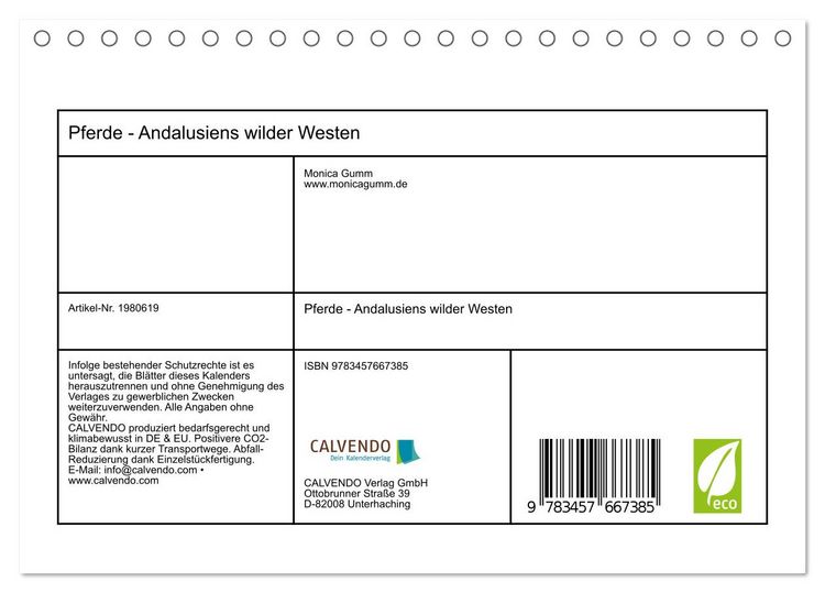 Produktbild: Pferde - Andalusiens wilder Westen (Tischkalender 2026 DIN A5 quer), CALVENDO Monatskalender