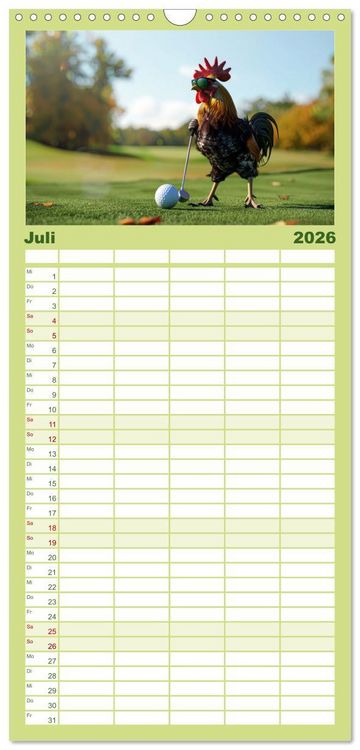 Produktbild: Familienplaner 2026 - Der tierisch lustige Golfkalender mit 5 Spalten (Wandkalender, 21 x 45 cm) CALVENDO