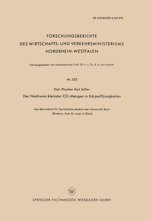 Produktbild: Der Nachweis kleinster CO-Mengen in K&ouml;rperfl&uuml;ssigkeiten