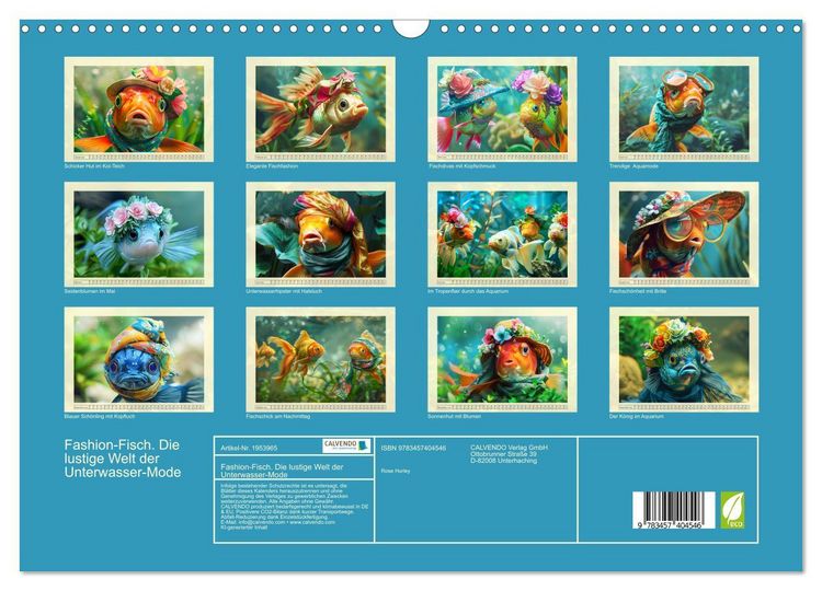 Produktbild: Fashion-Fisch. Die lustige Welt der Unterwasser-Mode (Wandkalender 2026 DIN A3 quer), CALVENDO Monatskalender
