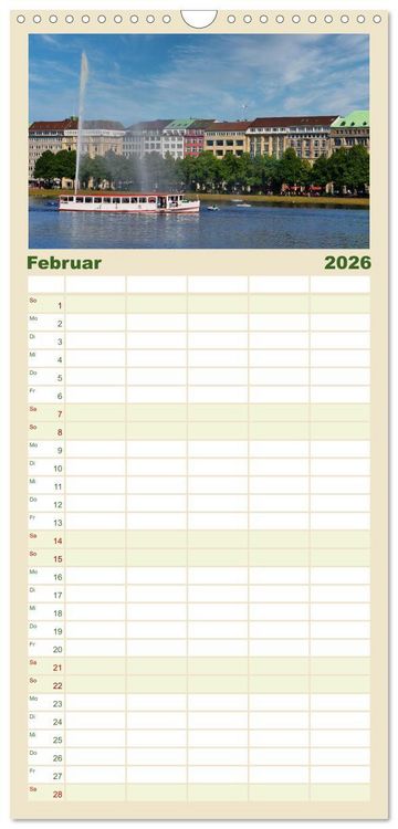 Produktbild: Familienplaner 2026 - Alsteransichten in Hamburg mit 5 Spalten (Wandkalender, 21 x 45 cm) CALVENDO