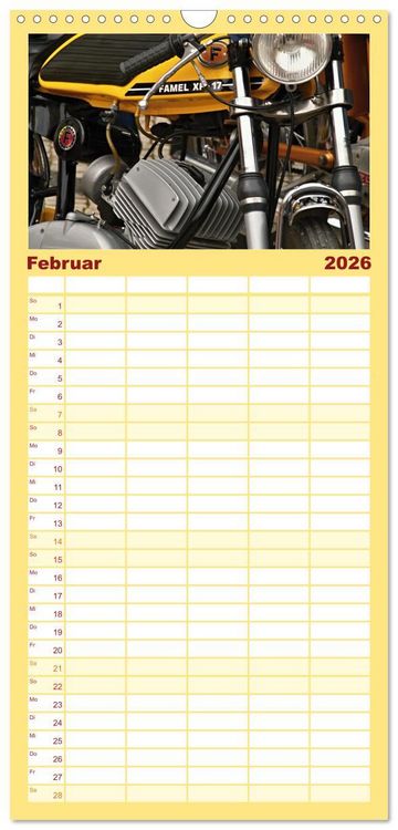 Produktbild: Familienplaner 2026 - Vintage Mopeds mit 5 Spalten (Wandkalender, 21 x 45 cm) CALVENDO