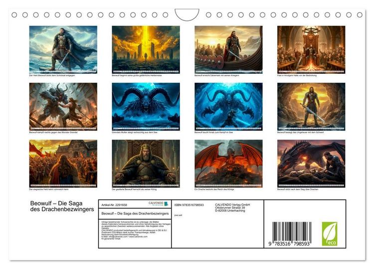 Produktbild: Beowulf &ndash; Die Saga des Drachenbezwingers (Wandkalender 2027 DIN A4 quer), CALVENDO Monatskalender