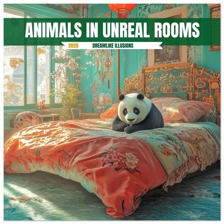 Produktbild: Animals in unreal rooms - Dreamlike Illusions (Wall Calendar 2026 12 &times; 12 Inch) CALVENDO 12 Month Wall Calendar