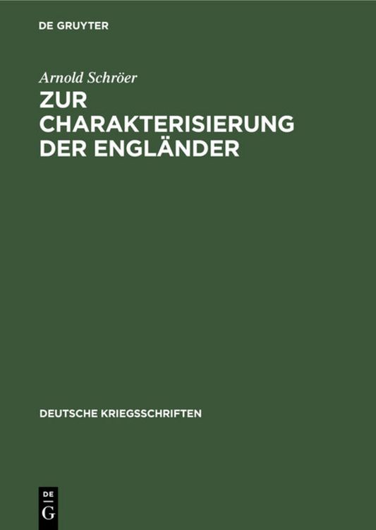 Produktbild: Zur Charakterisierung der Engl&auml;nder