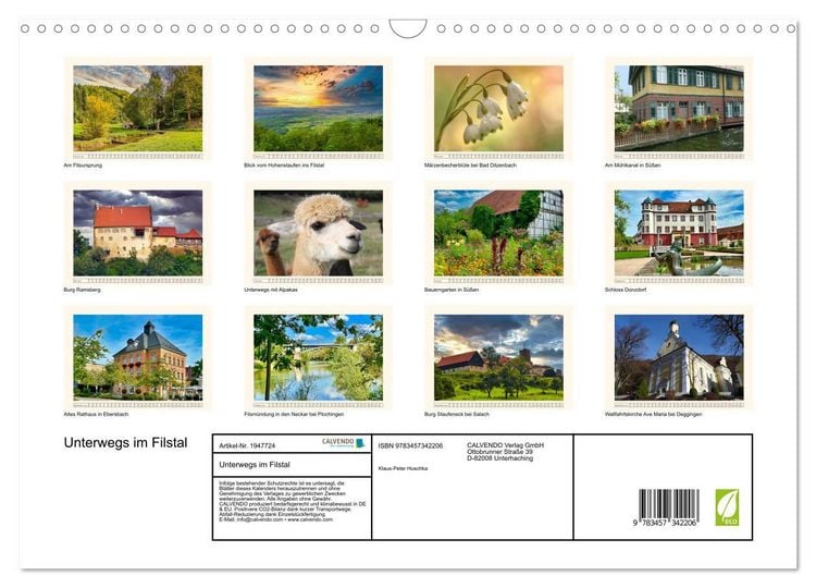 Produktbild: Unterwegs im Filstal (Wandkalender 2026 DIN A3 quer), CALVENDO Monatskalender