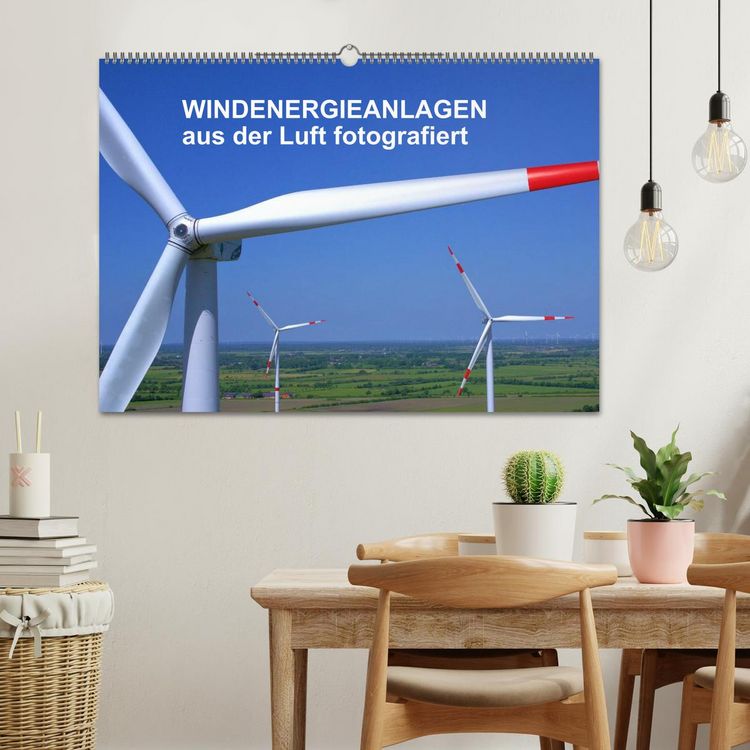 Produktbild: Windkraftanlagen aus der Luft fotografiert (Wandkalender 2026 DIN A2 quer), CALVENDO Monatskalender