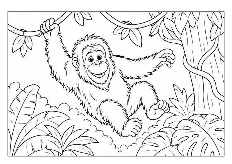 Produktbild: Dschungeltiere Malbuch f&uuml;r Kinder von 5&ndash;7 Jahren mit 50 sch&ouml;nen Ausmalbildern