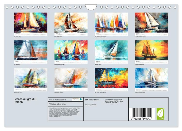 Produktbild: Voiles au gr&eacute; du temps (Calendrier mural 2026 DIN A4 vertical), CALVENDO calendrier mensuel