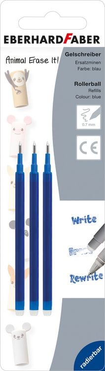 Produktbild: EBERHARD FABER Rollerpatrone Gel Erase it! Animal, 0,7 mm blau