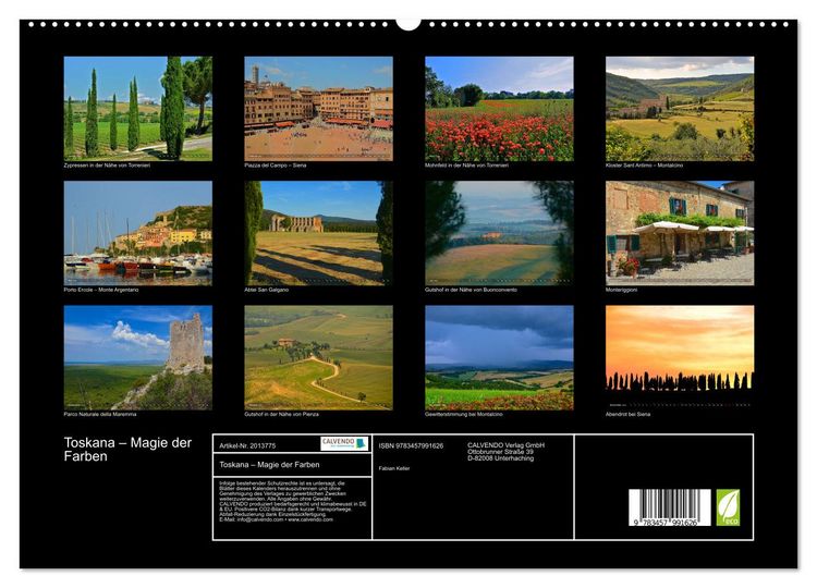 Produktbild: Toskana &ndash; Magie der Farben (hochwertiger Premium Wandkalender 2026 DIN A2 quer), Kunstdruck in Hochglanz