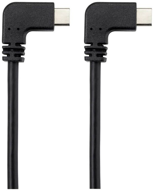 Produktbild: Renkforce USB-Kabel USB 3.2 Gen2 USB-C&reg; Stecker, USB-C&reg; Stecker 1.20 m Schwarz 90&deg; nach links gewinkelt RF-4633064